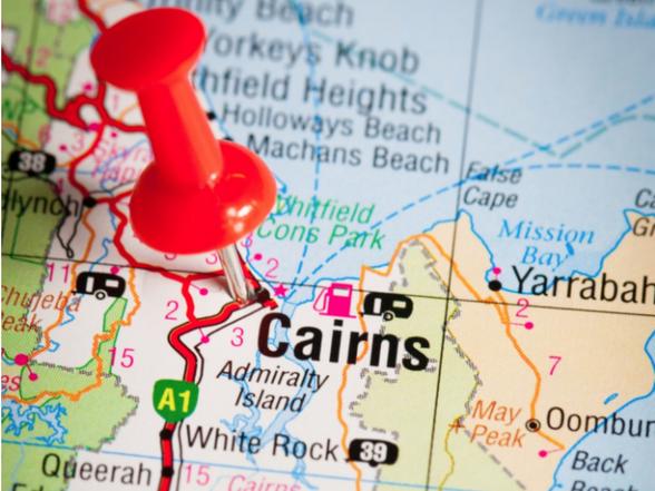 Map showing Cairns and surrounding area