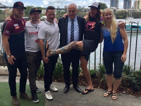 Six people lined up to launching Queensland Mental Health Week. Daniel Rich, Mental Awareness Foundation leaders Wesley and Tudor Vasile, Ivan Frkovic, Bryan Dorfling and Jessicah Schipper.