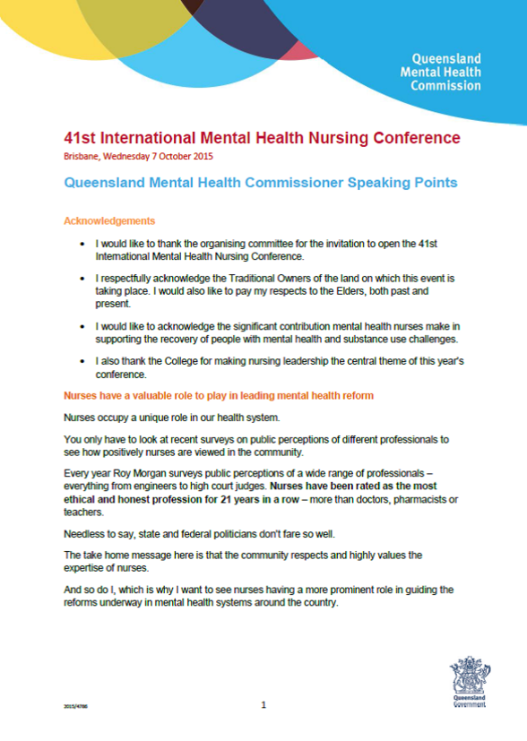 SPEECH_41st Mental Health Nurses Conference 2015_PIC