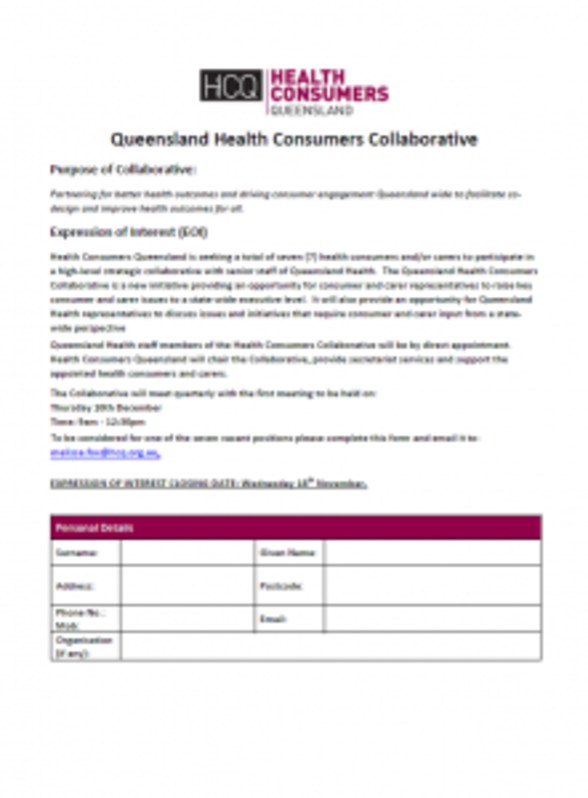 Pic_HCQ EOI Form_Queensland Health Consumers Collaborative