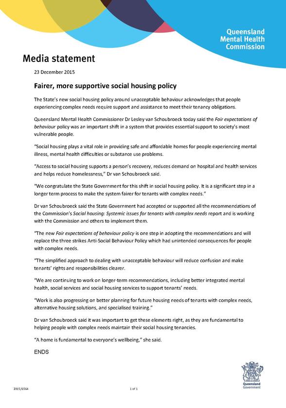 PIC_MEDIA RELEASE_Fairer, more supportive social housing policy_WEB