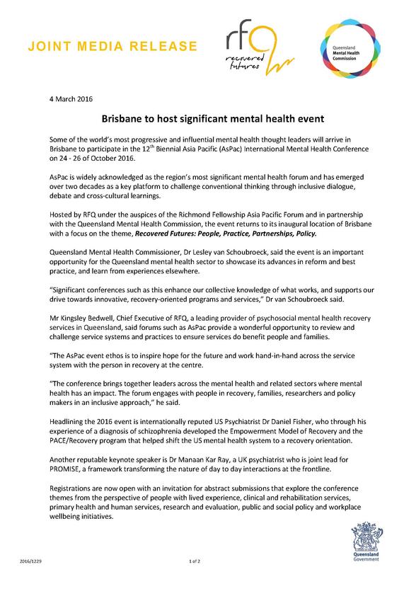 MEDIA RELEASE_Brisbane to host significant mental health conference-pic_Page_1