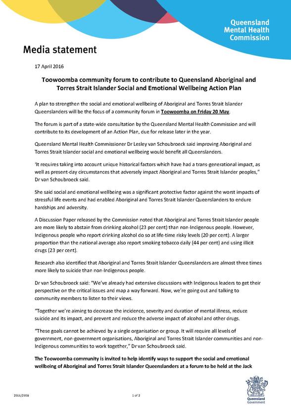MEDIA RELEASE_Toowoomba consultation on Aboriginal and Torres Strait Islander mental health and wellbeing_pic_Page_1