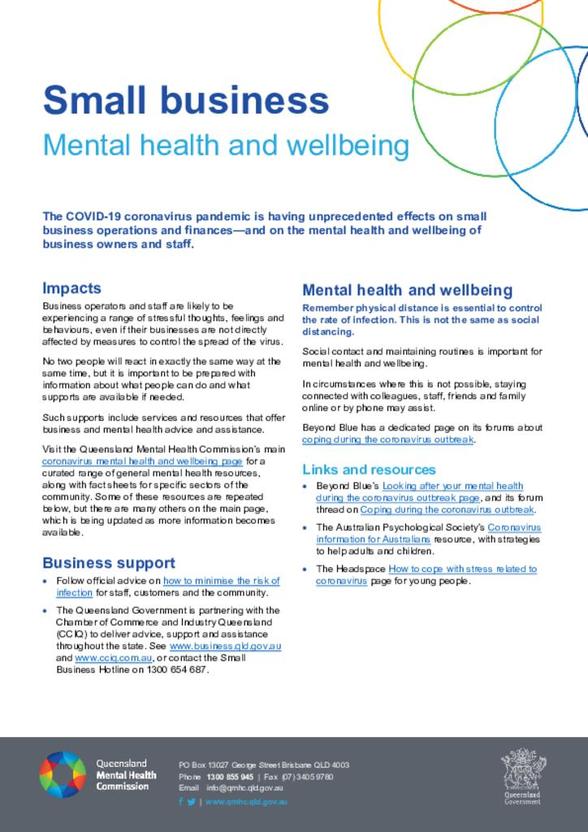 QMHC COVID  19 Information Sheet Mental Health and 