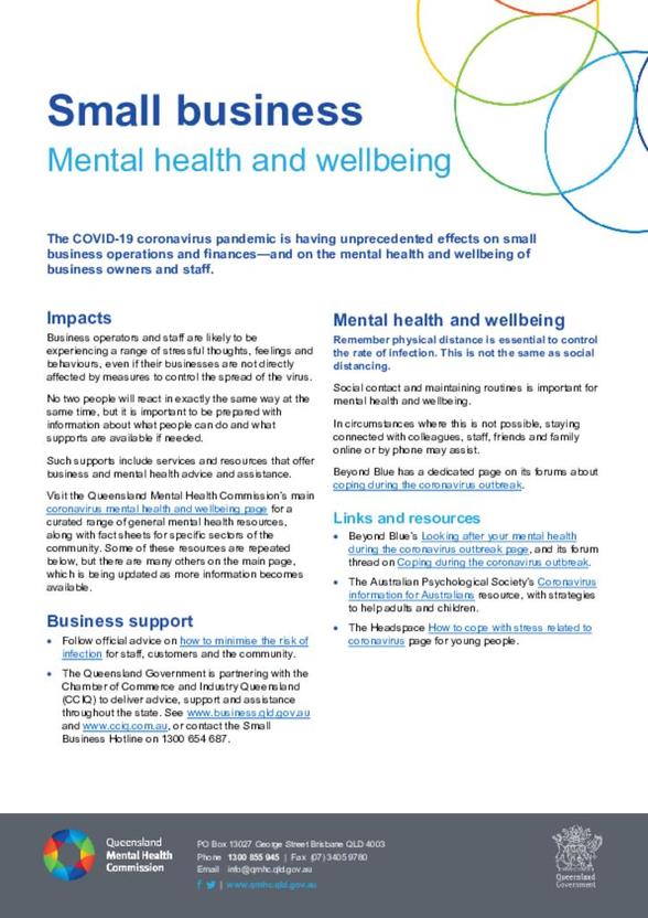 QMHC COVID 19 Information Sheet Mental Health and QMHC COVID 19 Information Sheet Mental Health and