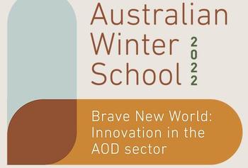 Australian Winter School logo with the words "Brave new world: Innovation in the AOD sector" 