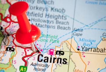 Map showing Cairns and surrounding area