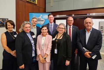 Image of Commissioner Frkovic and other speakers at International Family Drug Support Day 2025 event