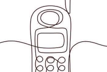 A line drawing of a mobile phone