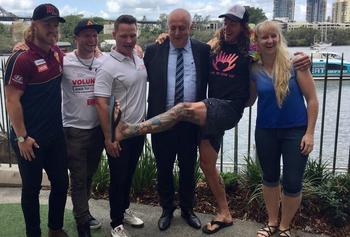 Six people lined up to launching Queensland Mental Health Week. Daniel Rich, Mental Awareness Foundation leaders Wesley and Tudor Vasile, Ivan Frkovic, Bryan Dorfling and Jessicah Schipper.