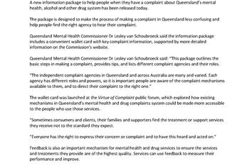 QMHC MEDIA RELEASE_ Mental health complaints made simple_WEB