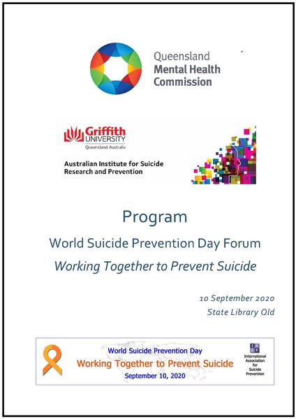 World Suicide Prevention Day 2020 Event Program